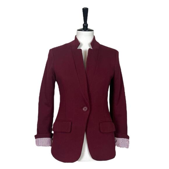 Gibson Knit Blazer Notch Collar Single Button Burgundy Women’s Size XS - Picture 1 of 12